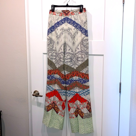 NWT Etro Patchwork printed silk wide-leg Italian made trousers Sz 42 - Picture 6 of 16